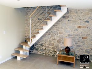 fabricant d'escaliers bois métal sur vannes Pontivy baud escalier, limon, central, bois, laqué, blanc